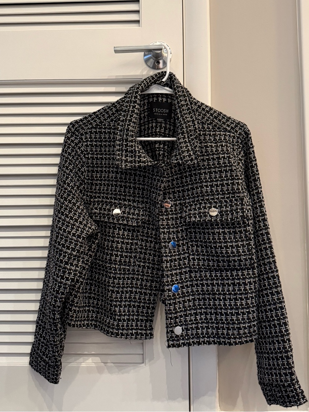 Stoosh Black and White Tweed Cropped Blazer